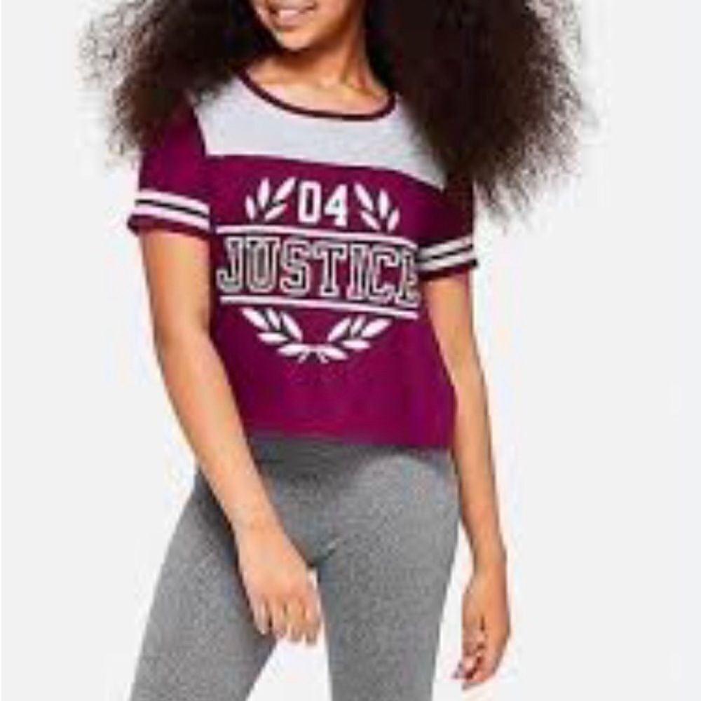 Justice active crop top size 12 girls burgundy
